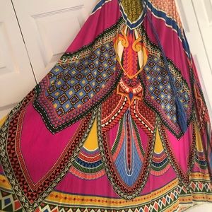 Boho tapestry tie waist maxi skirt